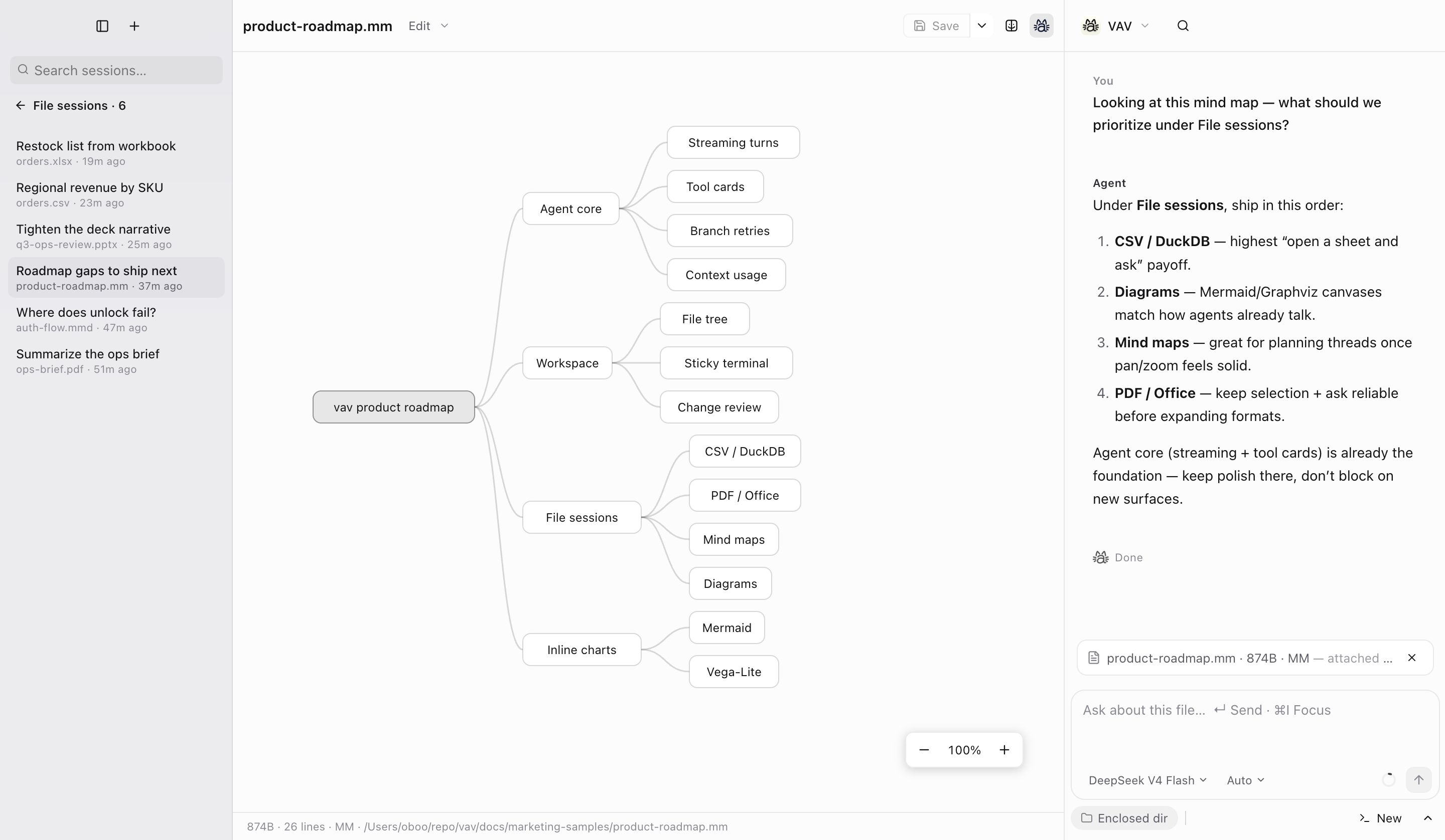 vav mind map file with agent asking about priorities