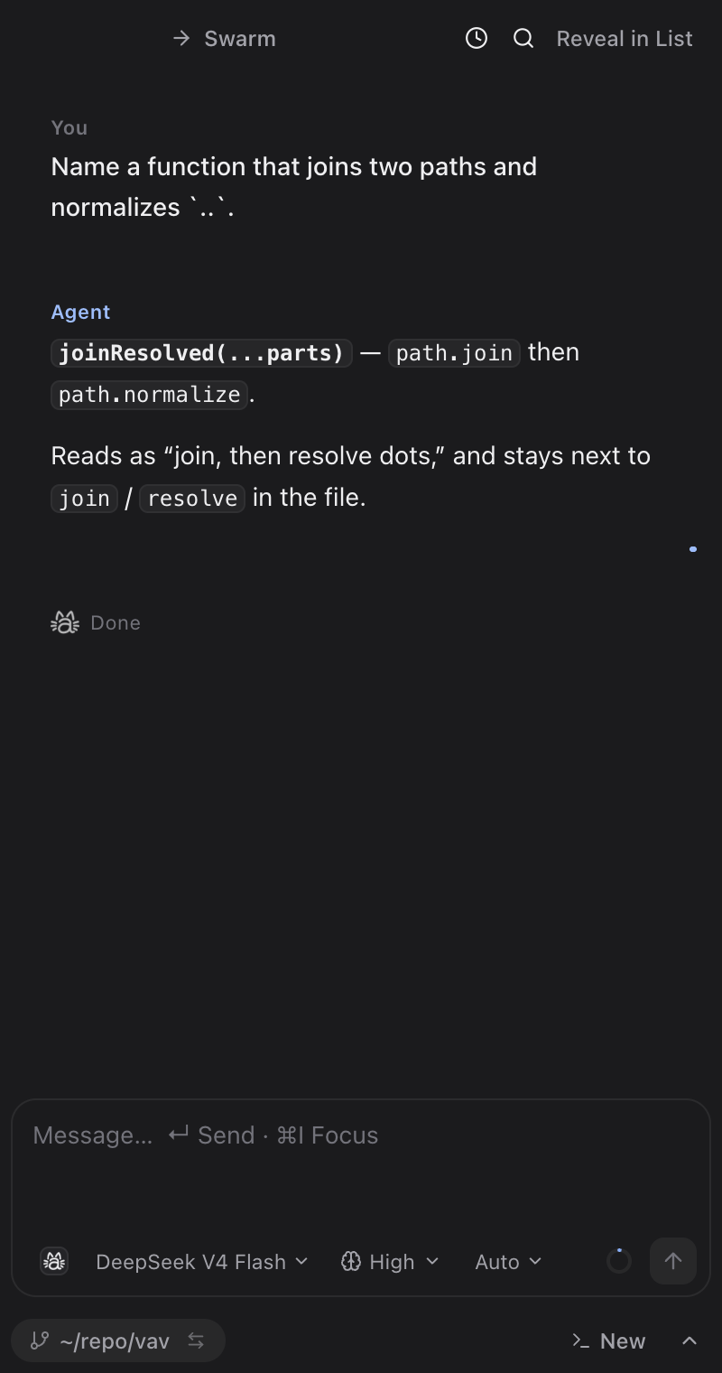 VAV Quick Ask companion window